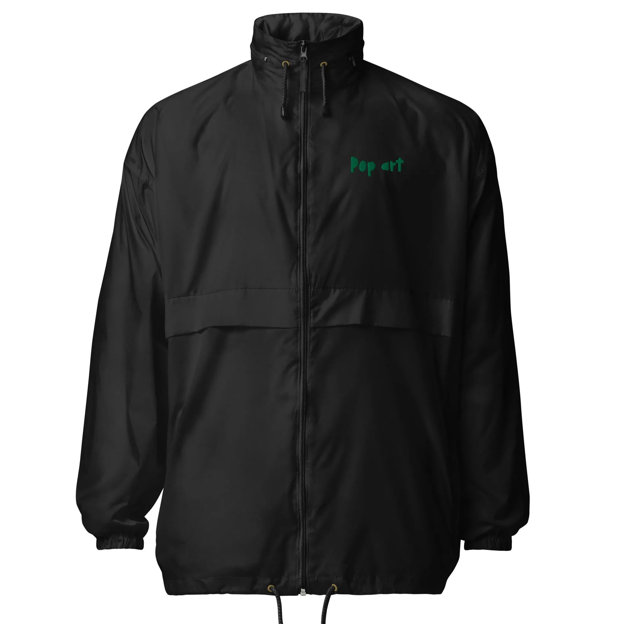 Unisex windbreaker with 90s retro Pop art design (sourced Vecteezy.com)