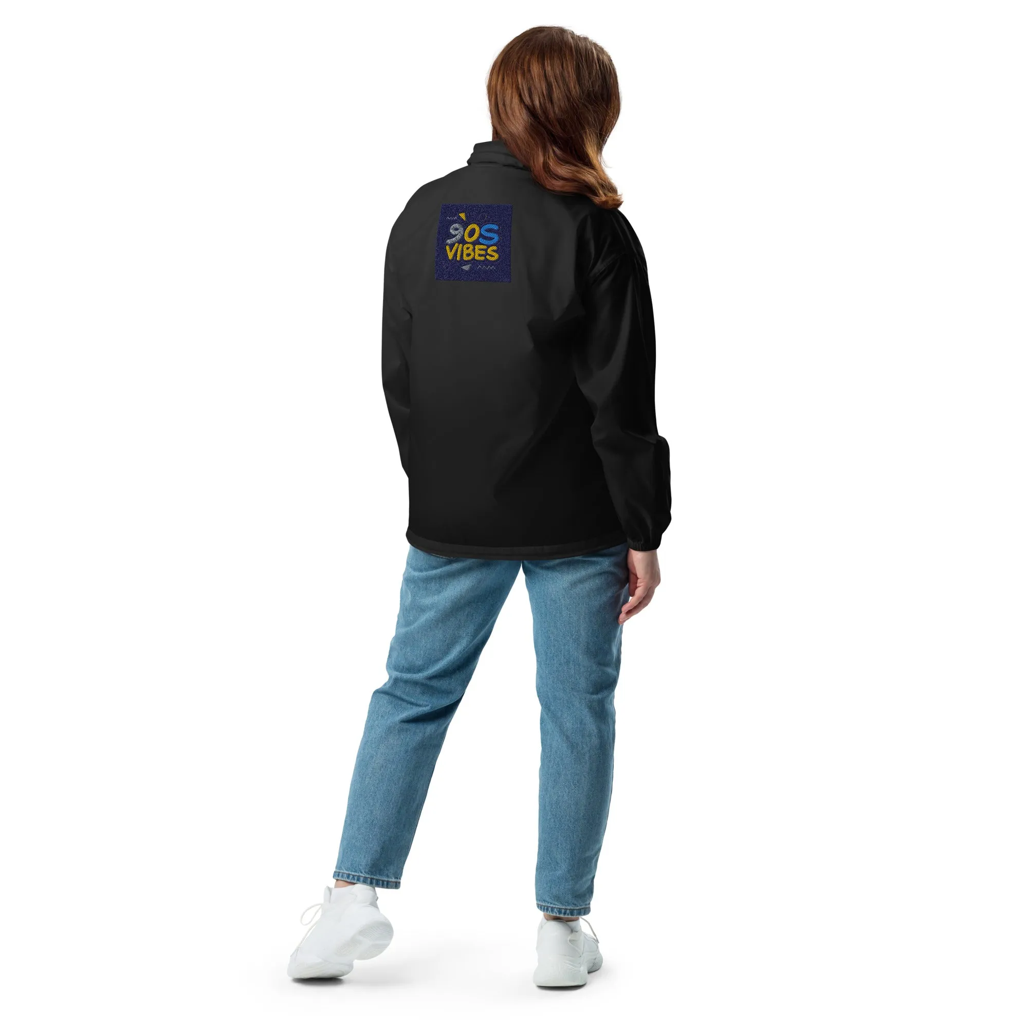 Unisex windbreaker with 90s retro Pop art design (sourced Vecteezy.com)