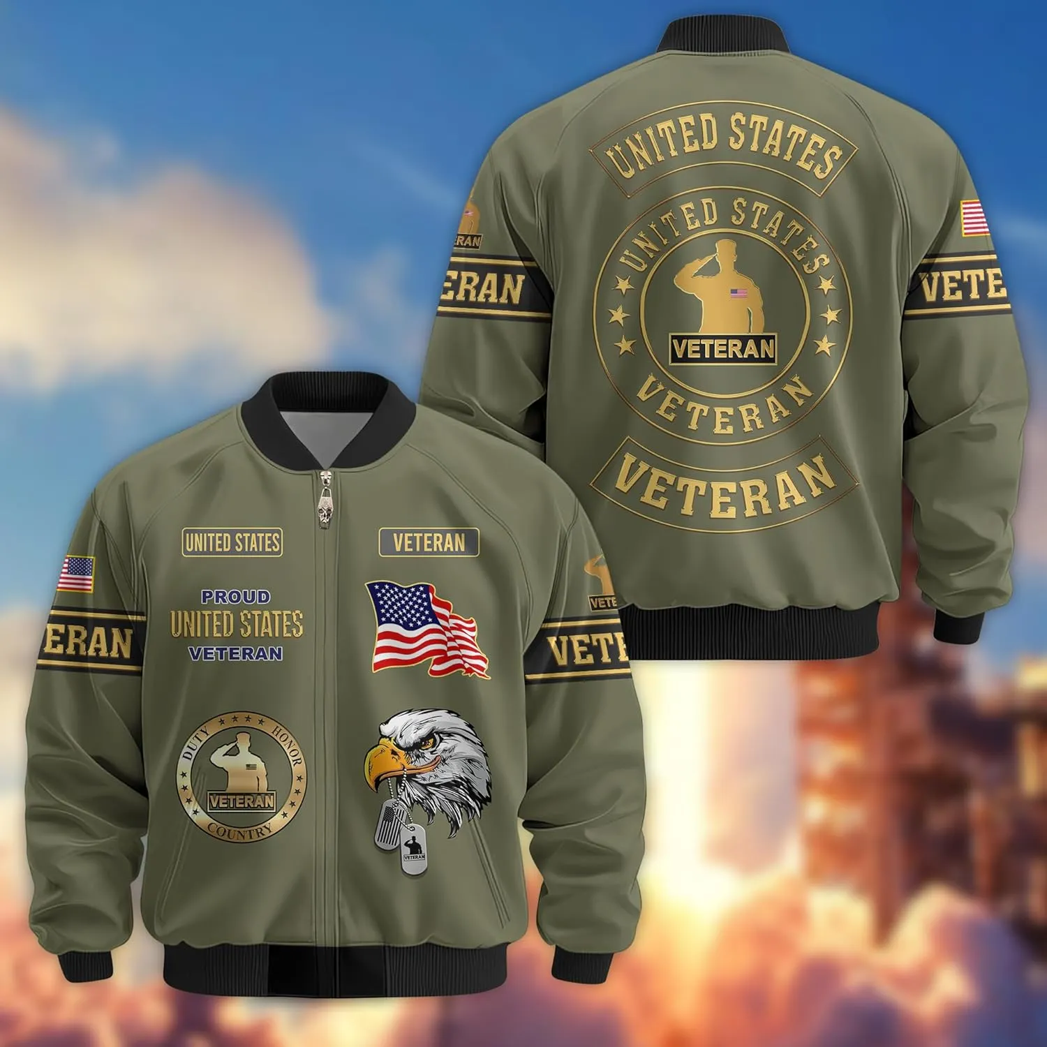 Veterans Jackets Military Bomber Jacket Men Patriotic Jacket Veteran Gifts Veterans Coat Mens Winter Jacket Veteran