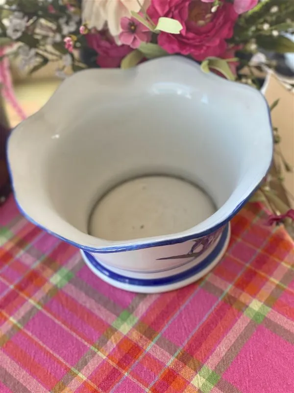 Vintage Blue and White Porcelain Planter bowl
