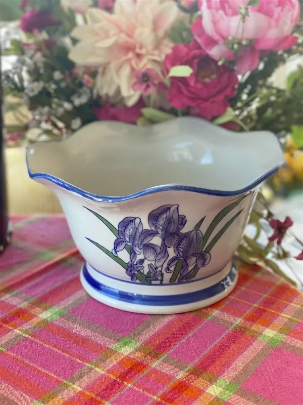 Vintage Blue and White Porcelain Planter bowl