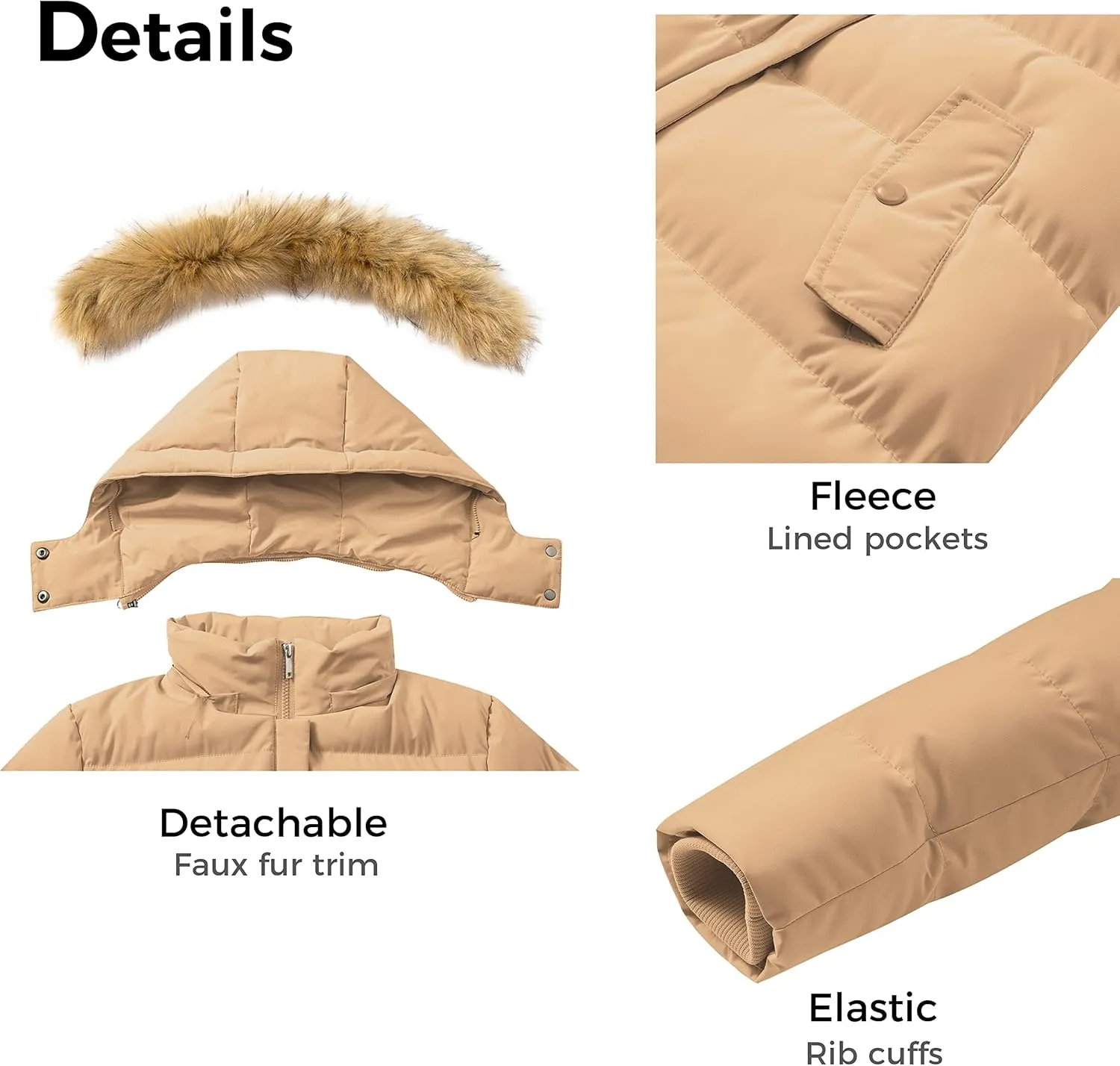 WenVen Women's Winter Thicken Puffer Coat Warm Jacket with Faux Fur Removable Hood