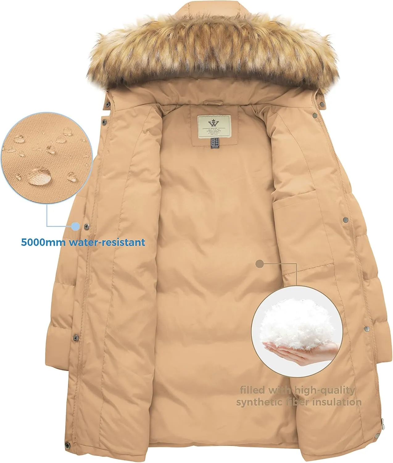 WenVen Women's Winter Thicken Puffer Coat Warm Jacket with Faux Fur Removable Hood