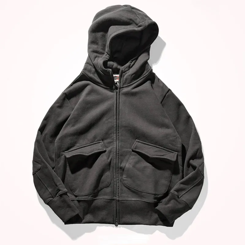 Wiaofellas  -  Heavy sweater men's hooded autumn and winter hoodie plus velvet padded cotton loose American coat