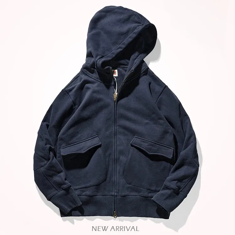 Wiaofellas  -  Heavy sweater men's hooded autumn and winter hoodie plus velvet padded cotton loose American coat