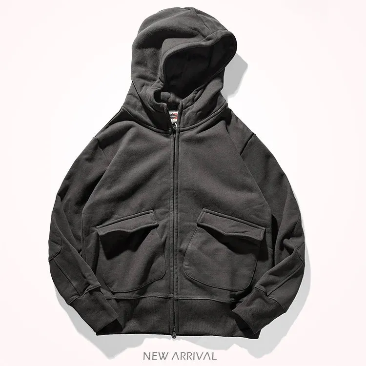 Wiaofellas  -  Heavy sweater men's hooded autumn and winter hoodie plus velvet padded cotton loose American coat