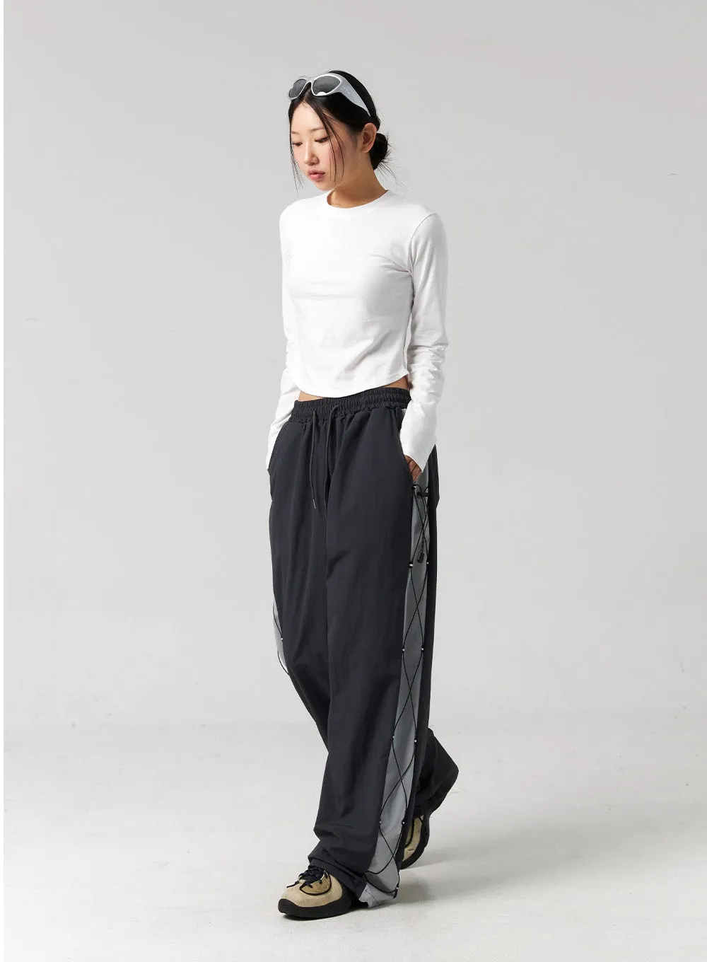 Wide-Leg Nylon Pants CG325