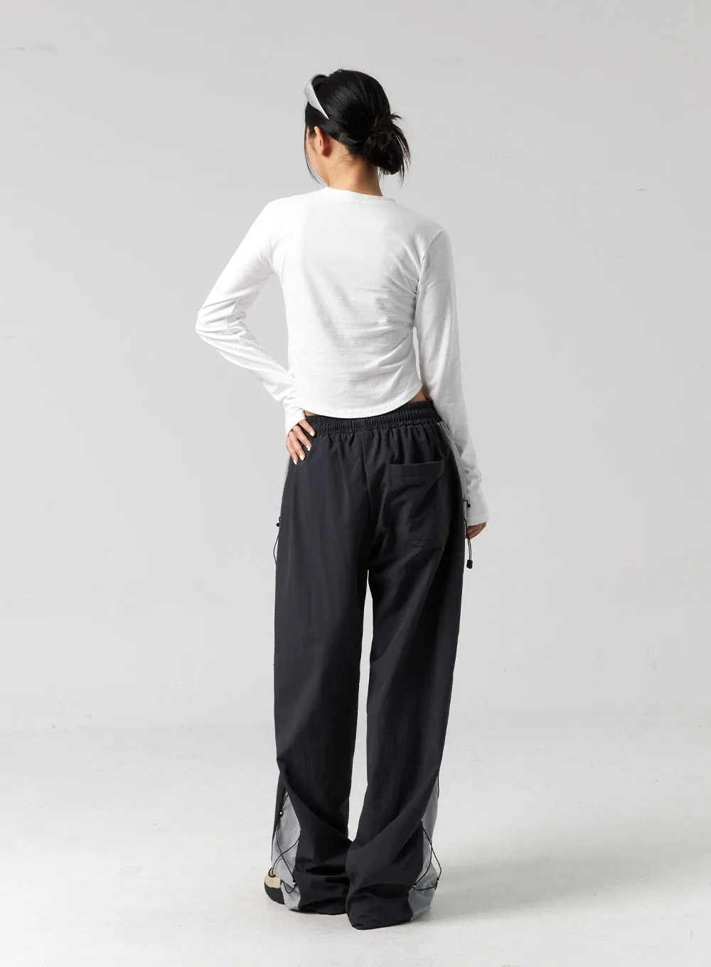 Wide-Leg Nylon Pants CG325