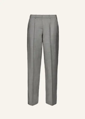 Wide leg tailored wool pants in grey