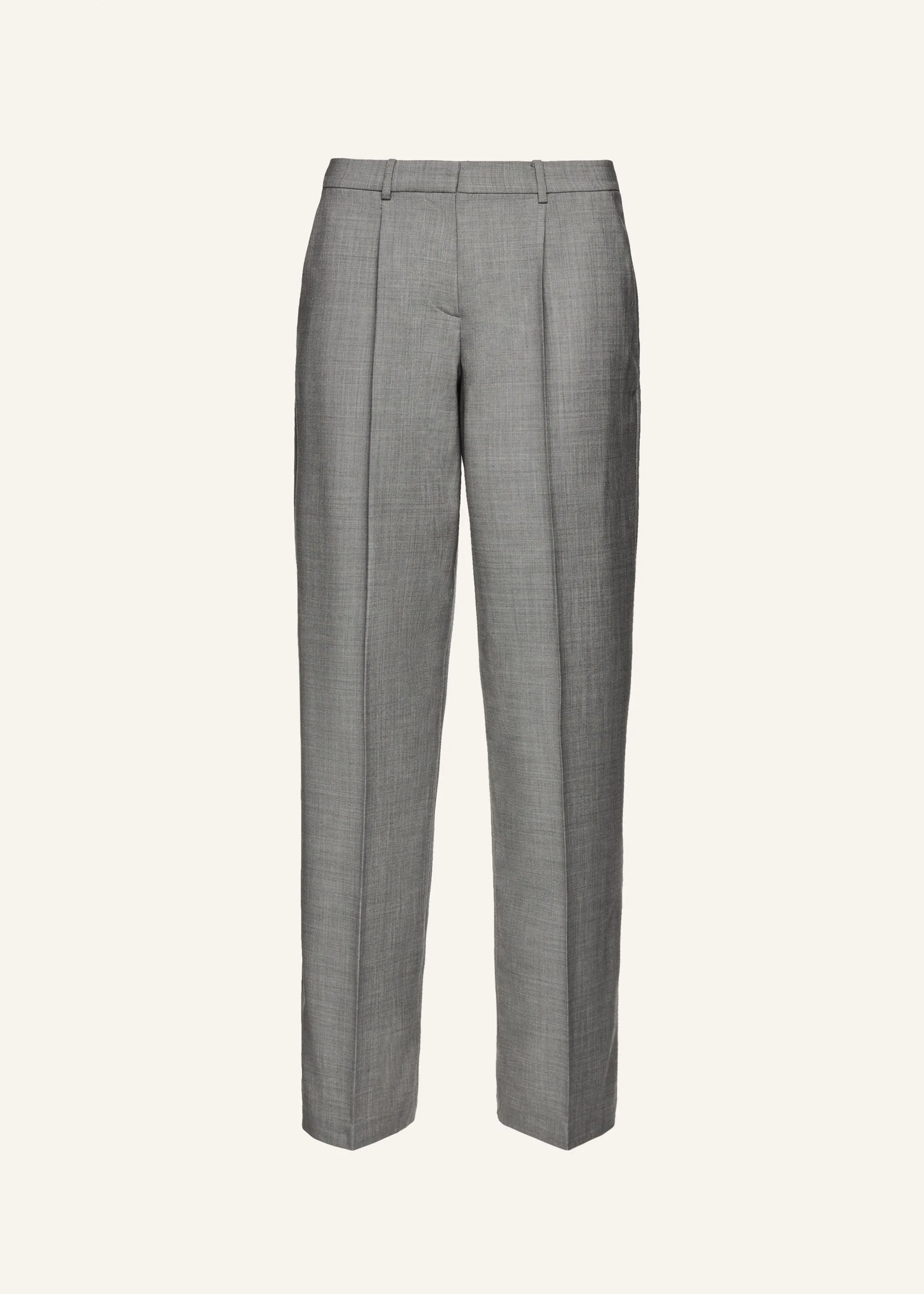 Wide leg tailored wool pants in grey