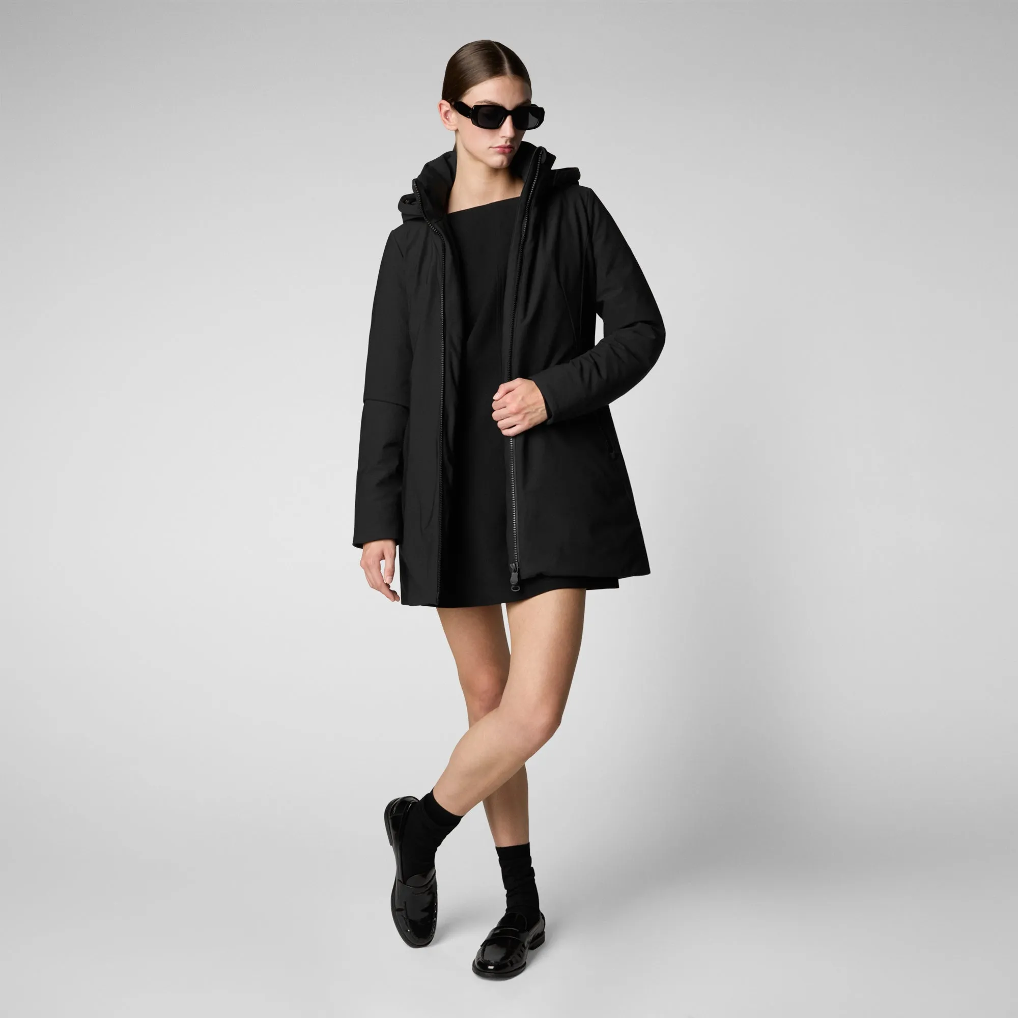 Women's Hooded Coat Lila in black