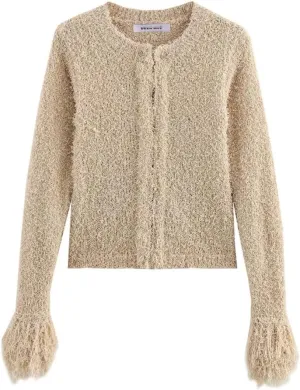 Women's Long Sleeved Knitted Cardigan Short Tassel Casual Sweater Coat