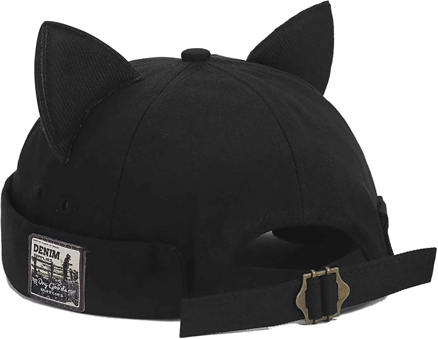 XYIYI Women Cat Ears Hat Cute Docker Cap Brimless Skullcap Sailor Cap Rolled Cuff Retro Beanie Hat